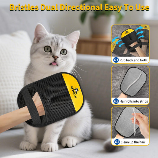 Pet Hair Removal Glove for Dogs & Cats