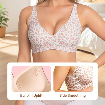 2-Piece Set💕 Jelly Wireless Womens Comfortable Wireless Bras Push Up Bralettes Seamless Tshirts Bras Deep V Everyday Bras